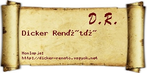 Dicker Renátó névjegykártya